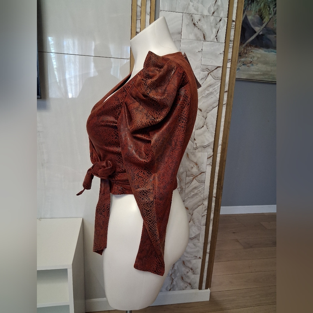 Women's Rust Wrap Top - Picture 4 of 5